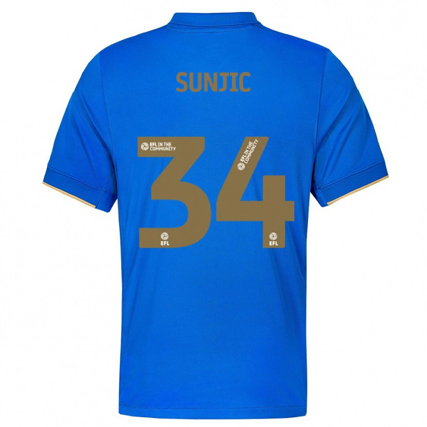 Danxen Mulher Camisola Ivan Sunjic #34 Azul Dourado Principal 2025/26 Camisa