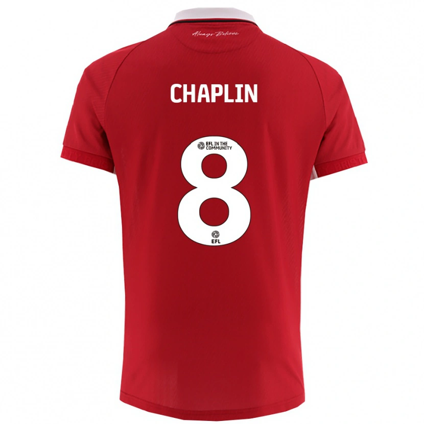 Danxen Mulher Camisola Tom Chaplin #8 Vermelho Branco Principal 2025/26 Camisa