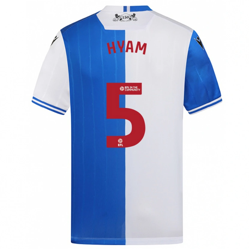 Danxen Mulher Camisola Dominic Hyam #5 Azul Branco Principal 2025/26 Camisa