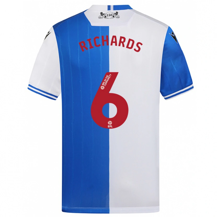 Danxen Mulher Camisola Jade Richards #6 Azul Branco Principal 2025/26 Camisa