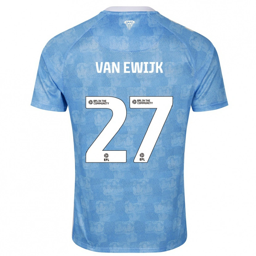 Danxen Mulher Camisola Milan Van Ewijk #27 Azul Celeste Branco Principal 2025/26 Camisa