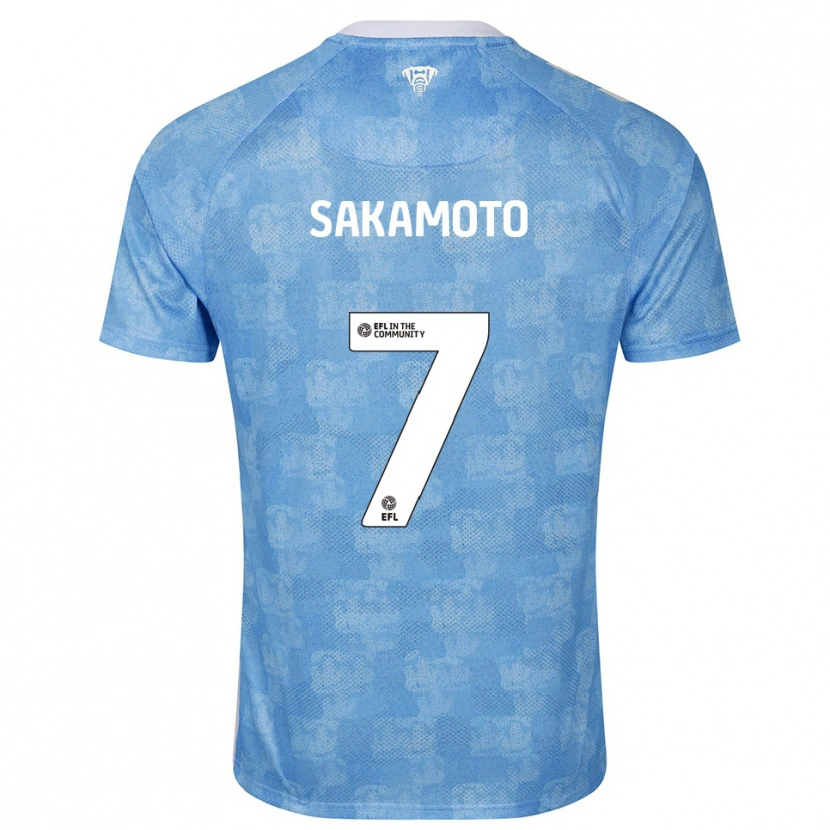 Danxen Mulher Camisola Tatsuhiro Sakamoto #7 Azul Celeste Branco Principal 2025/26 Camisa