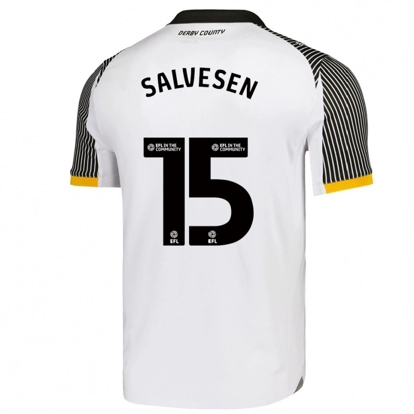 Danxen Mulher Camisola Lars-Jørgen Salvesen #15 Branco Preto Principal 2025/26 Camisa