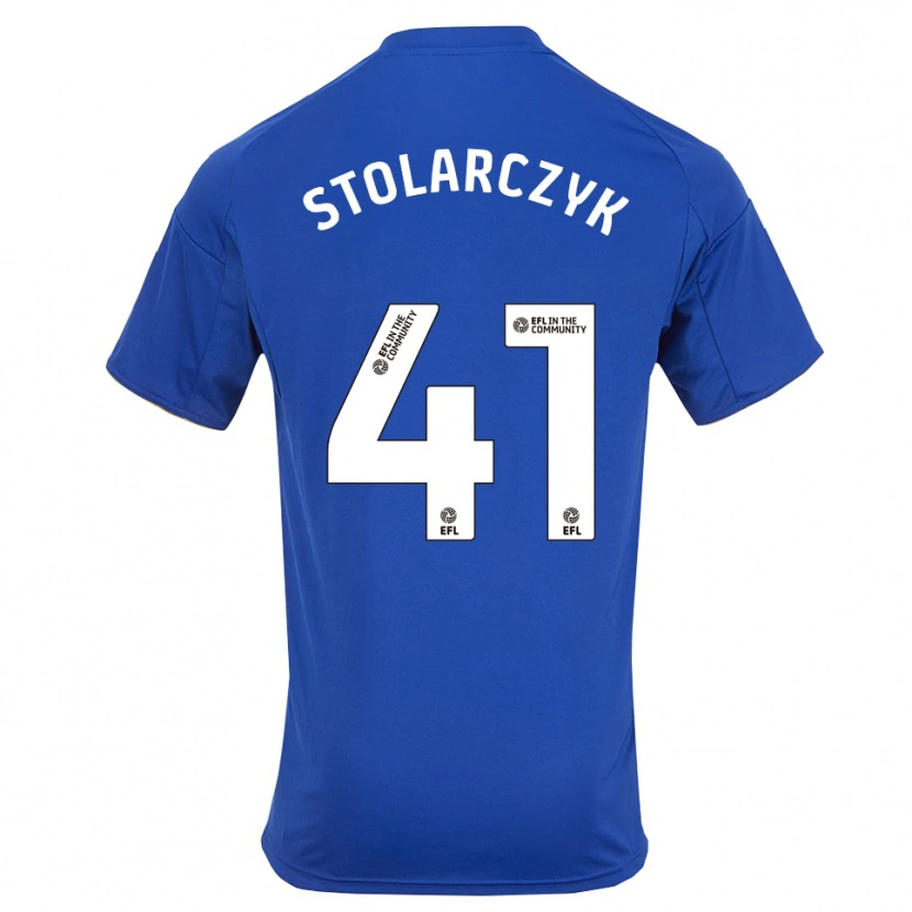 Danxen Mulher Camisola Jakub Stolarczyk #41 Azul Dourado Principal 2025/26 Camisa