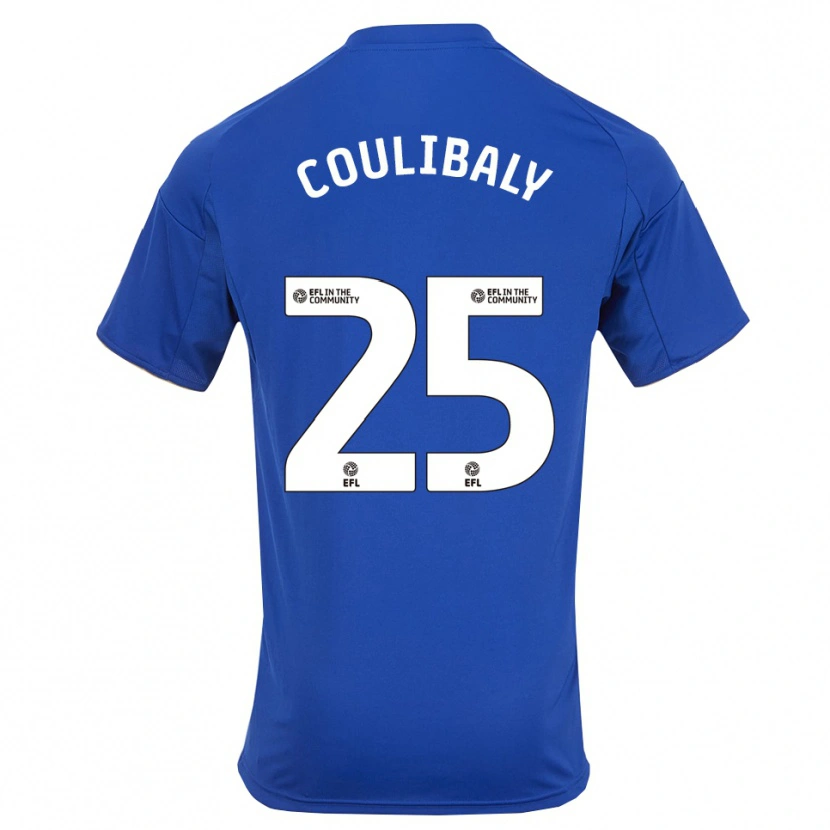 Danxen Mulher Camisola Woyo Coulibaly #25 Azul Dourado Principal 2025/26 Camisa