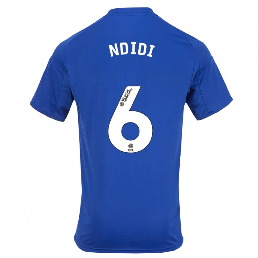 Danxen Mulher Camisola Wilfred Ndidi #6 Azul Dourado Principal 2025/26 Camisa