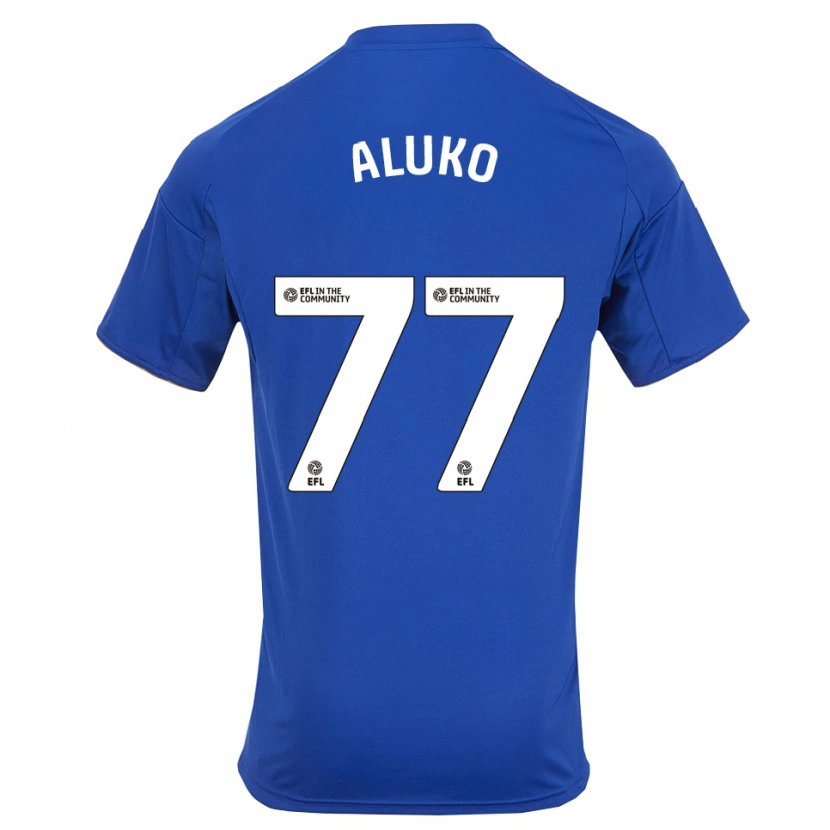 Danxen Mulher Camisola Olabade Aluko #77 Azul Dourado Principal 2025/26 Camisa