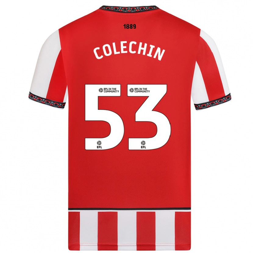 Danxen Mulher Camisola Sam Colechin #53 Vermelho Branco Principal 2025/26 Camisa
