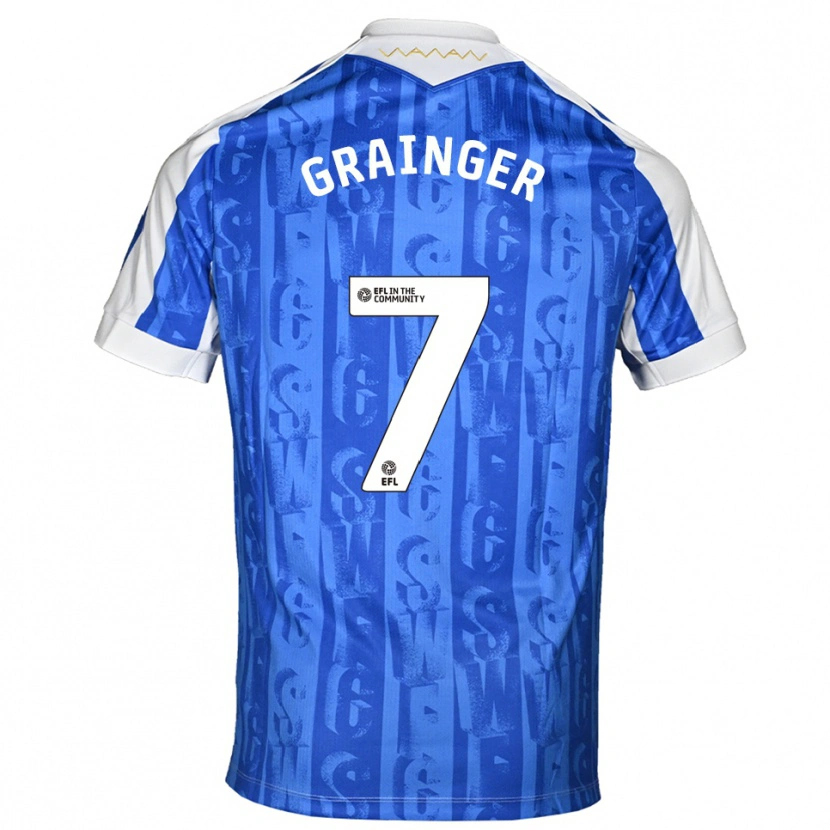 Danxen Mulher Camisola William Grainger #7 Azul Branco Principal 2025/26 Camisa