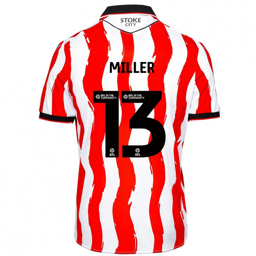 Danxen Mulher Camisola Tom Miller #13 Branco Vermelho Principal 2025/26 Camisa