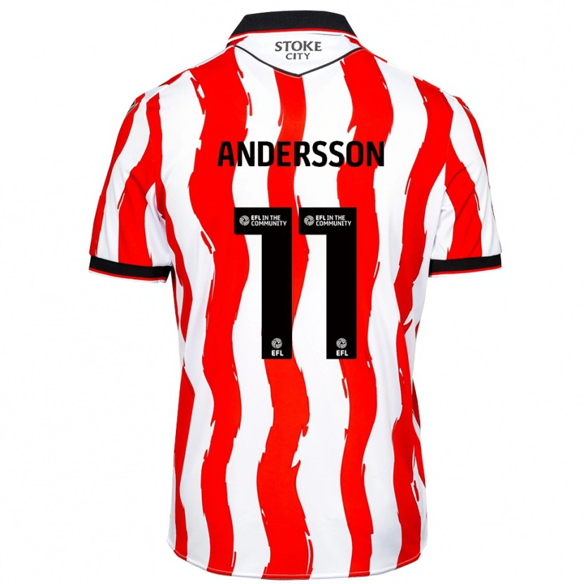 Danxen Mulher Camisola Edwin Andersson #11 Branco Vermelho Principal 2025/26 Camisa