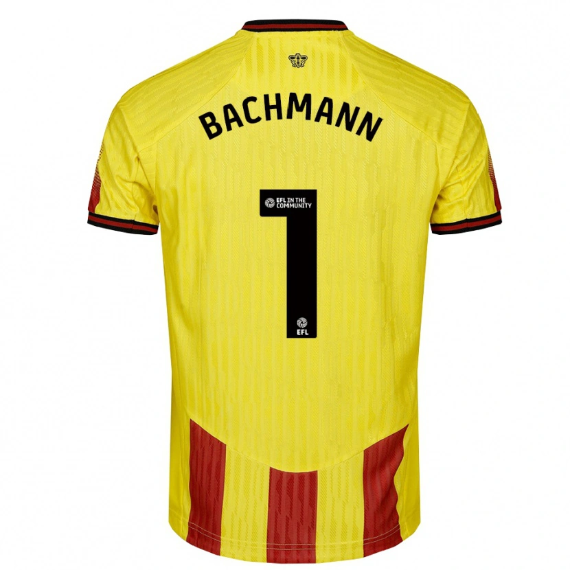 Danxen Mulher Camisola Daniel Bachmann #1 Amarelo Vermelho Principal 2025/26 Camisa