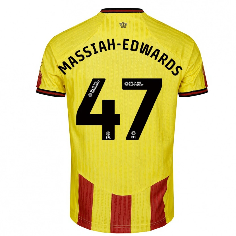Danxen Mulher Camisola Zavier Massiah-Edwards #47 Amarelo Vermelho Principal 2025/26 Camisa