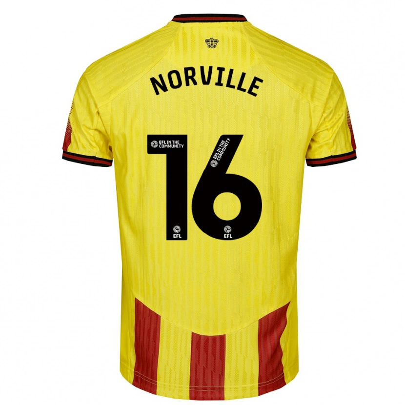 Danxen Mulher Camisola Jael Norville #16 Amarelo Vermelho Principal 2025/26 Camisa