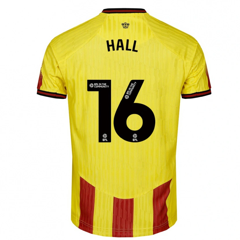 Danxen Mulher Camisola Clarabella Hall #16 Amarelo Vermelho Principal 2025/26 Camisa