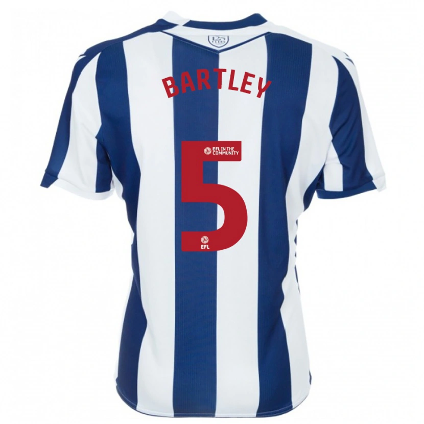 Danxen Mulher Camisola Kyle Bartley #5 Azul Marinho Branco Principal 2025/26 Camisa