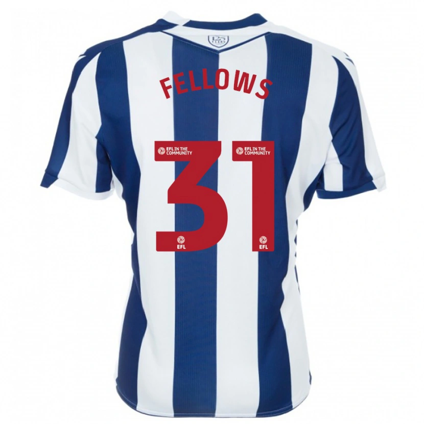 Danxen Mulher Camisola Tom Fellows #31 Azul Marinho Branco Principal 2025/26 Camisa