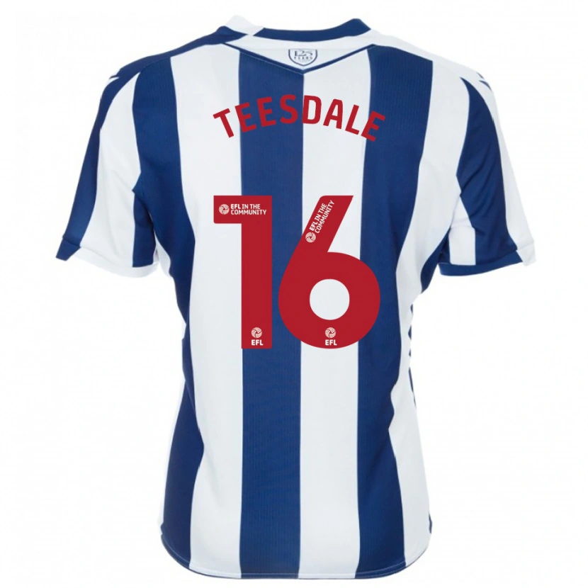 Danxen Mulher Camisola Finn Teesdale #16 Azul Marinho Branco Principal 2025/26 Camisa