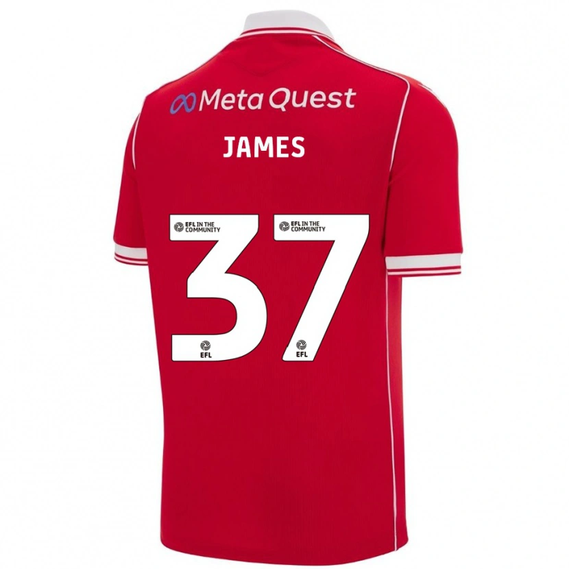 Danxen Mulher Camisola Matty James #37 Vermelho Branco Principal 2025/26 Camisa