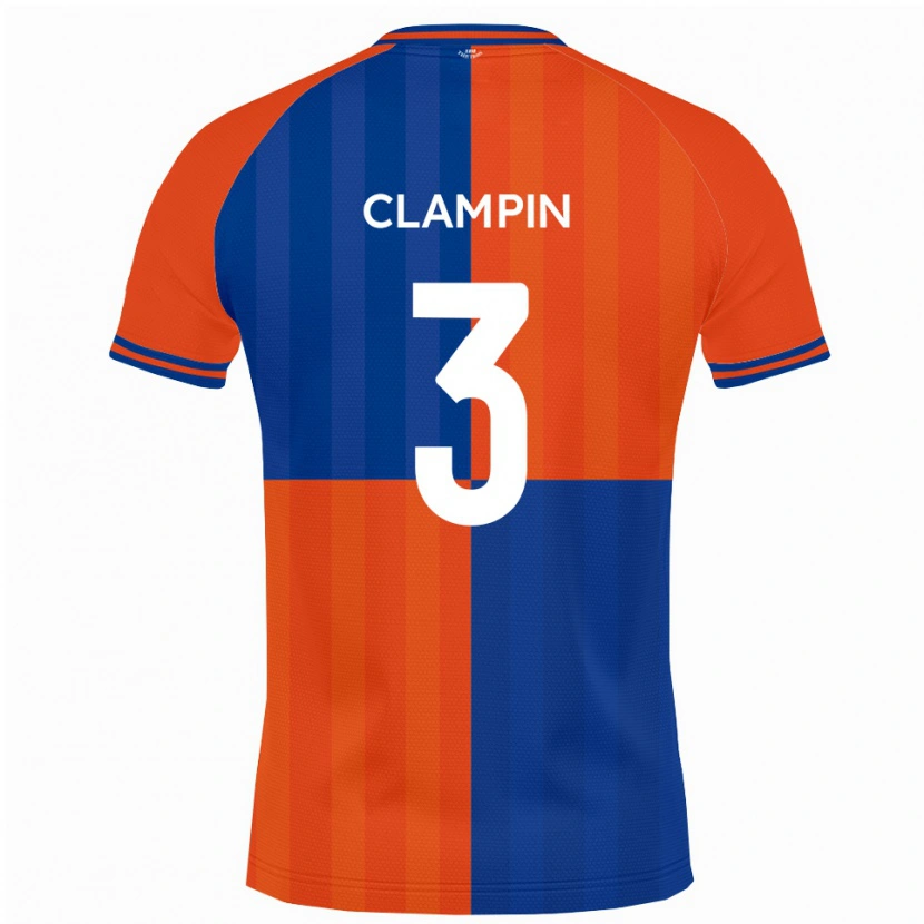 Danxen Mulher Camisola Ryan Clampin #3 Laranja Azul Royal Principal 2025/26 Camisa