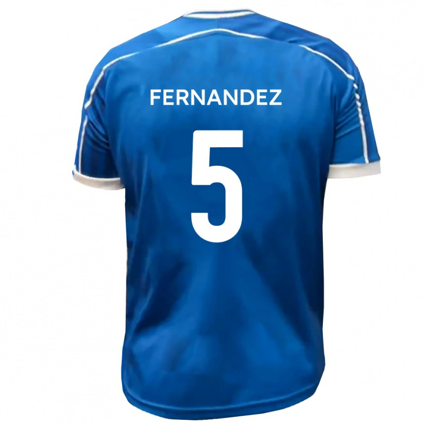 Danxen Mulher Camisola Luis Fernandez #5 Azul Branco Principal 2025/26 Camisa