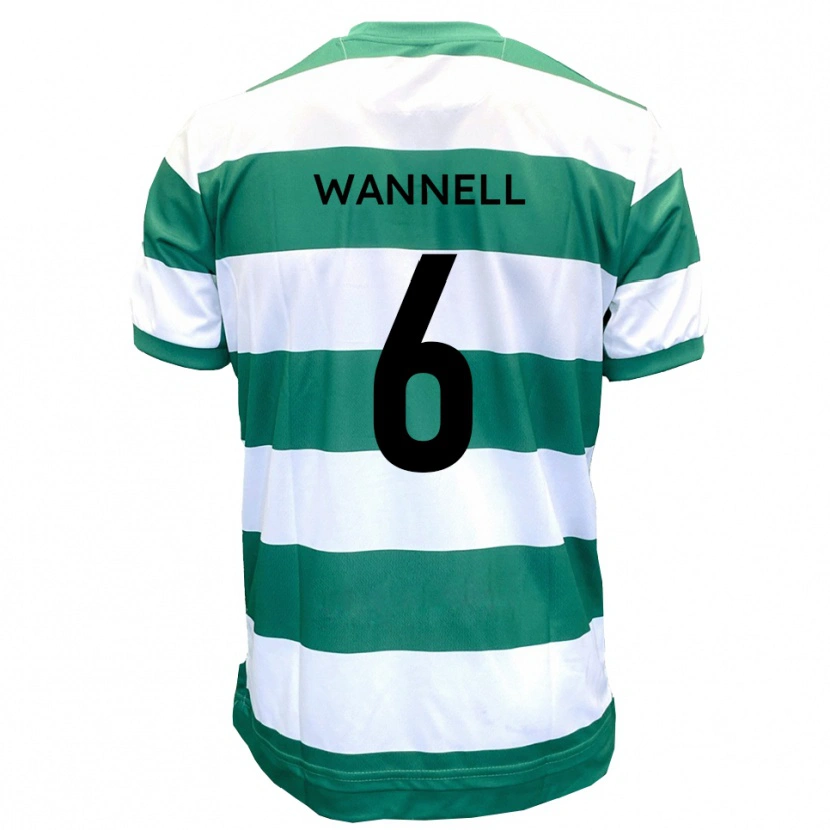 Danxen Mulher Camisola Jake Wannell #6 Verde Branco Principal 2025/26 Camisa