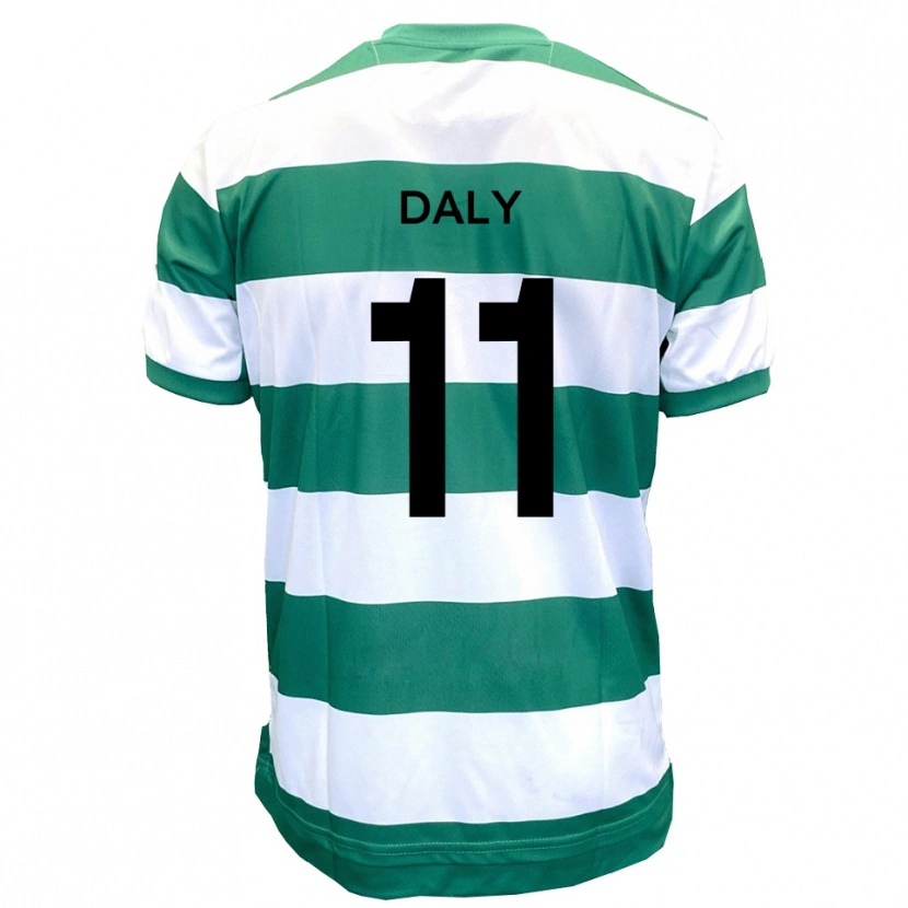 Danxen Mulher Camisola James Daly #11 Verde Branco Principal 2025/26 Camisa