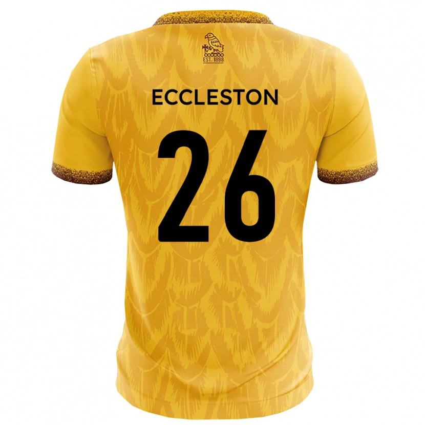 Danxen Mulher Camisola Junior Eccleston #26 Amarelo Marrom Principal 2025/26 Camisa