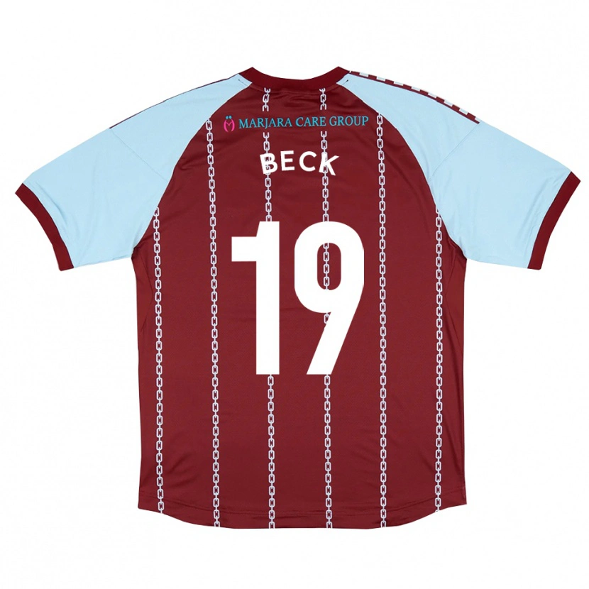 Danxen Mulher Camisola Mark Beck #19 Azul Celeste Ferrugem Vermelho Principal 2025/26 Camisa