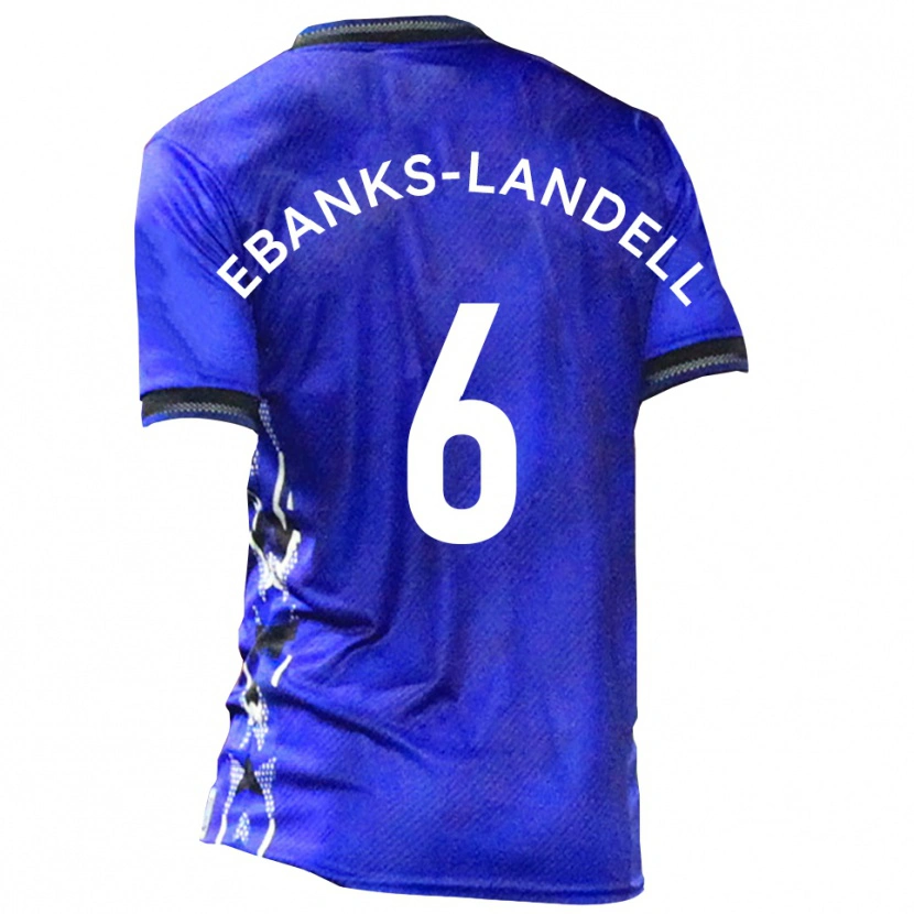 Danxen Mulher Camisola Ethan Ebanks-Landell #6 Azul Branco Principal 2025/26 Camisa