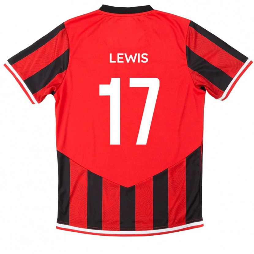 Danxen Mulher Camisola Paul Lewis #17 Vermelho Preto Principal 2025/26 Camisa