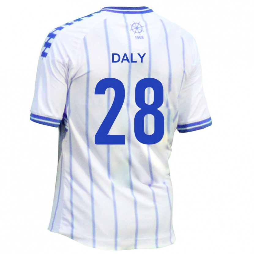 Danxen Mulher Camisola Matty Daly #28 Branco Azul Principal 2025/26 Camisa