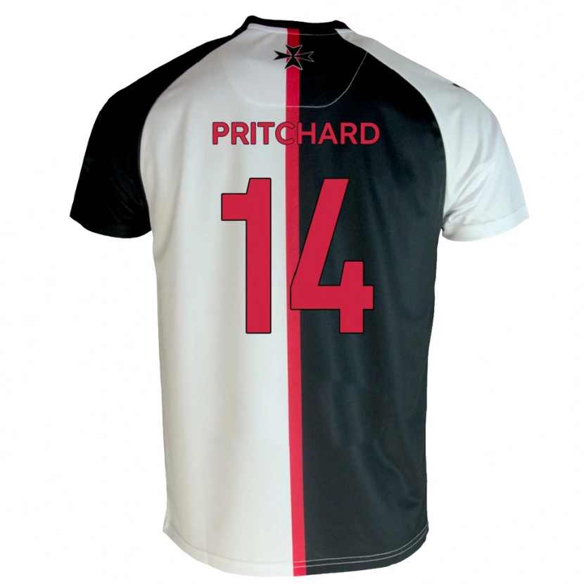 Danxen Mulher Camisola Harry Pritchard #14 Branco Preto Principal 2025/26 Camisa