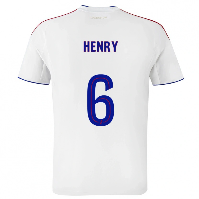 Danxen Mulher Camisola Amandine Henry #6 Branco Vermelho Principal 2025/26 Camisa