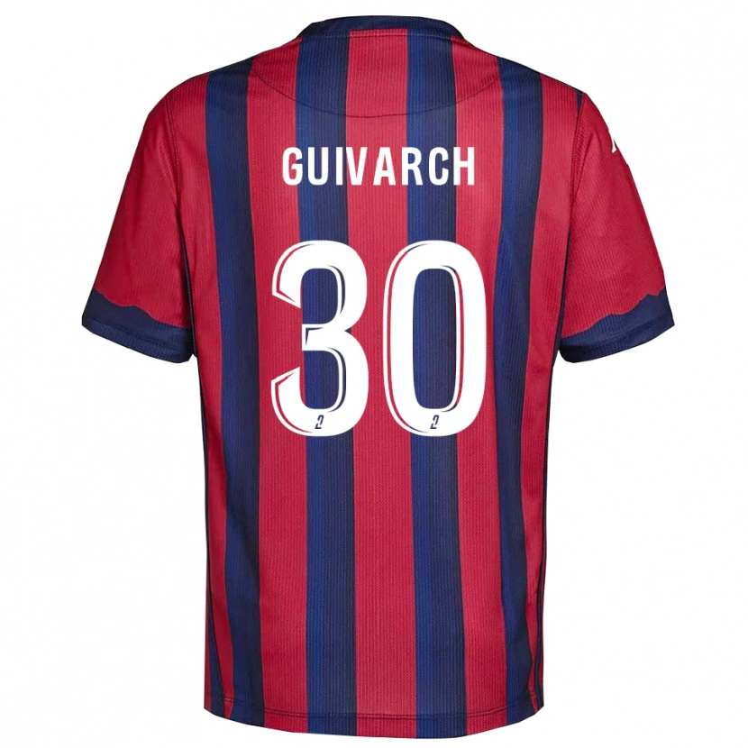 Danxen Mulher Camisola Théo Guivarch #30 Vinho Azul Marinho Principal 2025/26 Camisa