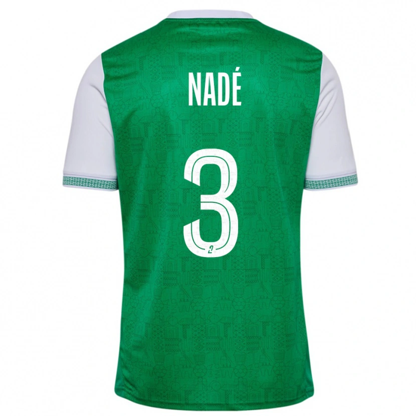 Danxen Mulher Camisola Mickaël Nadé #3 Verde Branco Principal 2025/26 Camisa