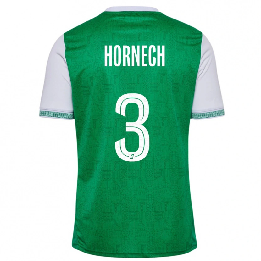 Danxen Mulher Camisola Ewan Hornech #3 Verde Branco Principal 2025/26 Camisa
