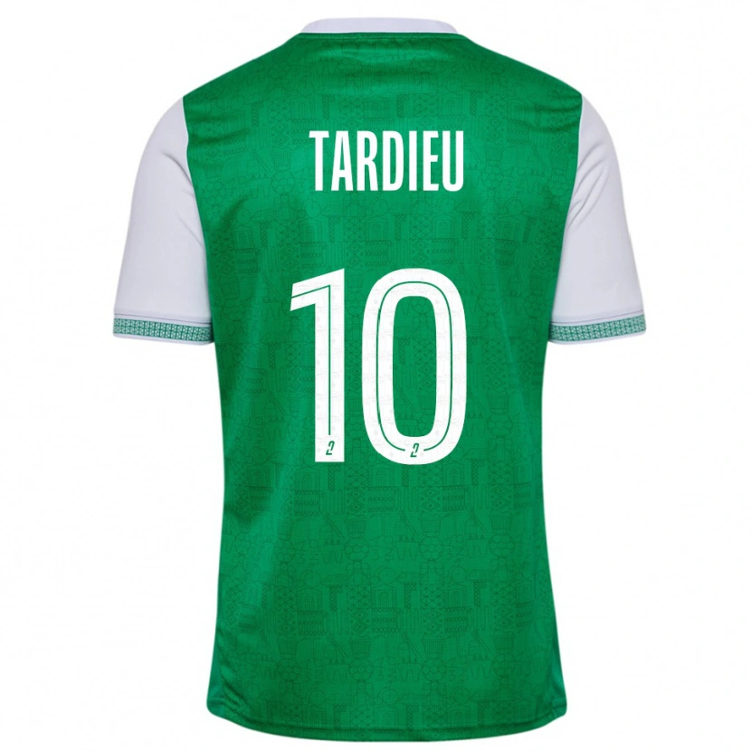 Danxen Mulher Camisola Florian Tardieu #10 Verde Branco Principal 2025/26 Camisa
