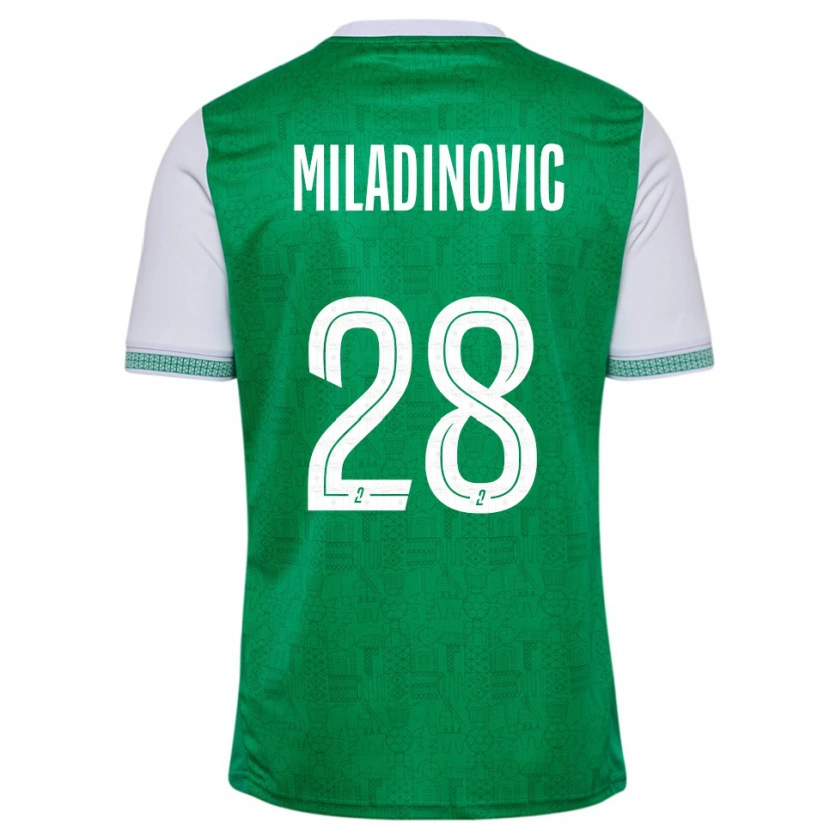 Danxen Mulher Camisola Igor Miladinovic #28 Verde Branco Principal 2025/26 Camisa