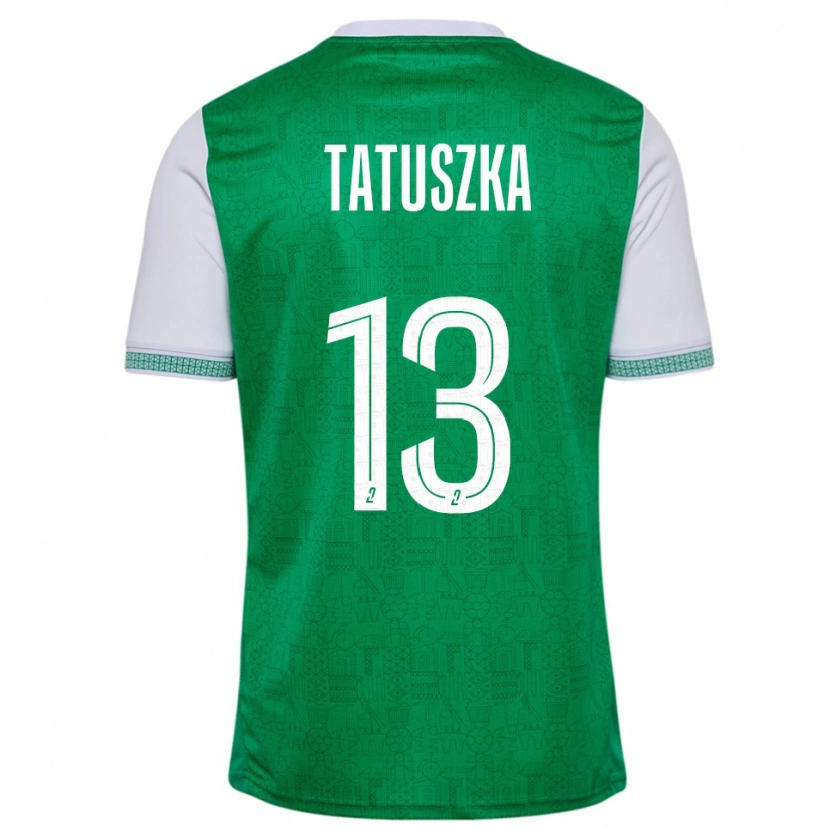 Danxen Mulher Camisola Maxence Tatuszka #13 Verde Branco Principal 2025/26 Camisa
