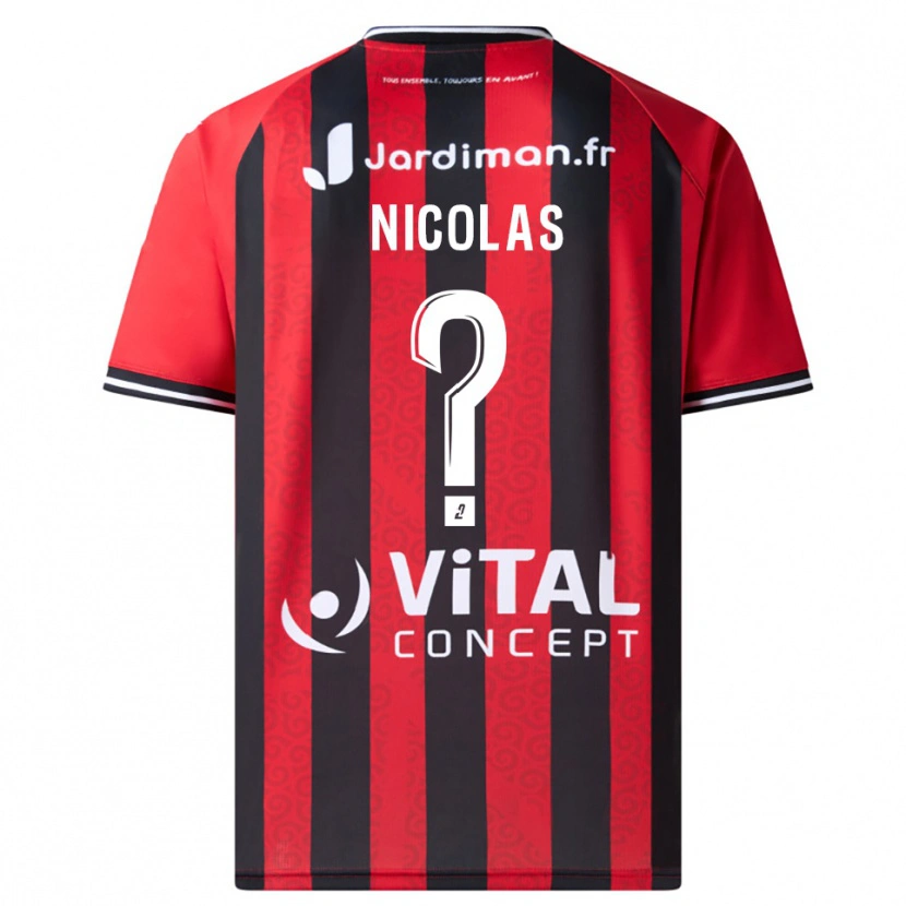 Danxen Mulher Camisola Corentin Nicolas #0 Vermelho Preto Principal 2025/26 Camisa