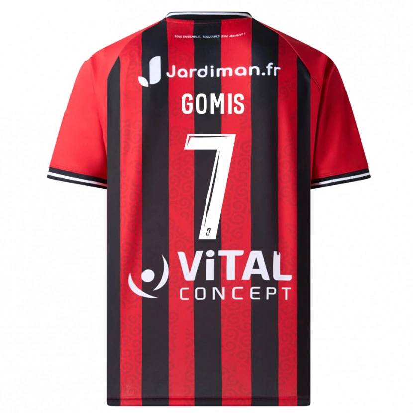Danxen Mulher Camisola Donatien Gomis #7 Vermelho Preto Principal 2025/26 Camisa