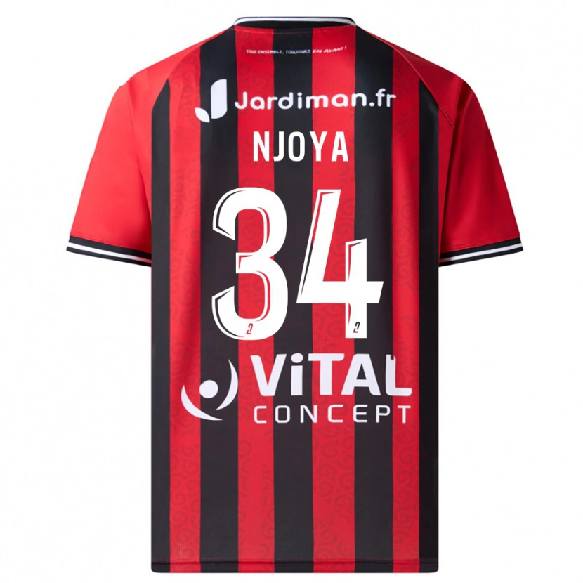 Danxen Mulher Camisola Youssef Njoya #34 Vermelho Preto Principal 2025/26 Camisa