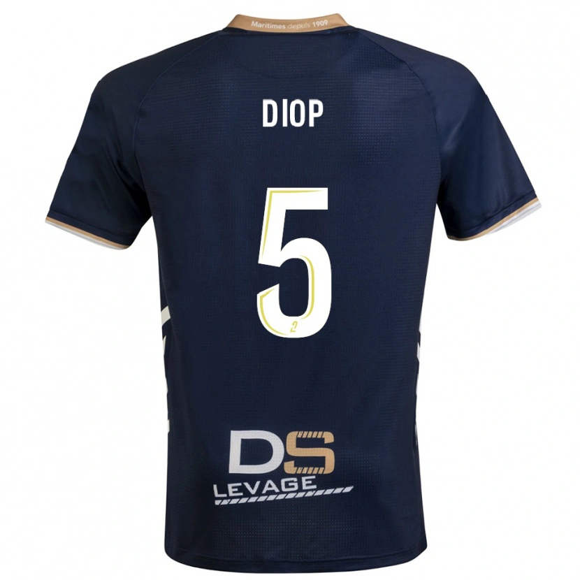 Danxen Mulher Camisola Aaron Diop #5 Azul Marinho Dourado Principal 2025/26 Camisa