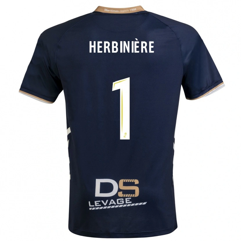 Danxen Mulher Camisola Romain Herbinière #1 Azul Marinho Dourado Principal 2025/26 Camisa