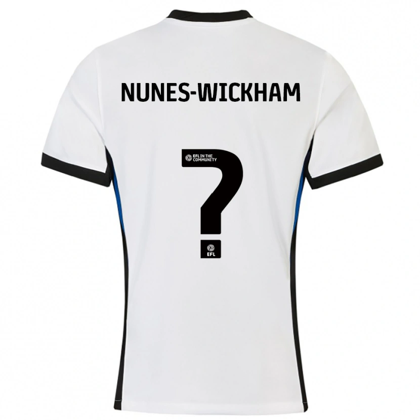 Danxen Mulher Camisola Jayden Nunes-Wickham #0 Branco Azul Alternativa 2025/26 Camisa