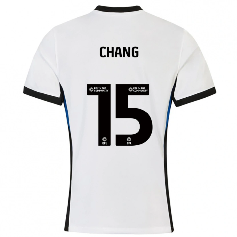 Danxen Mulher Camisola Alfie Chang #15 Branco Azul Alternativa 2025/26 Camisa