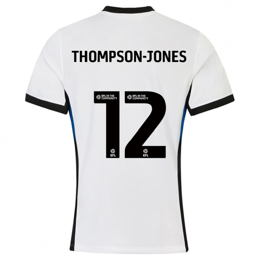 Danxen Mulher Camisola Riquelme Thompson-Jones #12 Branco Azul Alternativa 2025/26 Camisa
