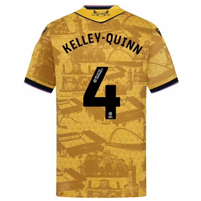 Danxen Mulher Camisola Leon Kelley-Quinn #4 Dourado Preto Alternativa 2025/26 Camisa