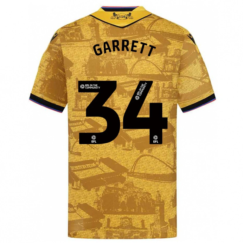 Danxen Mulher Camisola Jake Garrett #34 Dourado Preto Alternativa 2025/26 Camisa